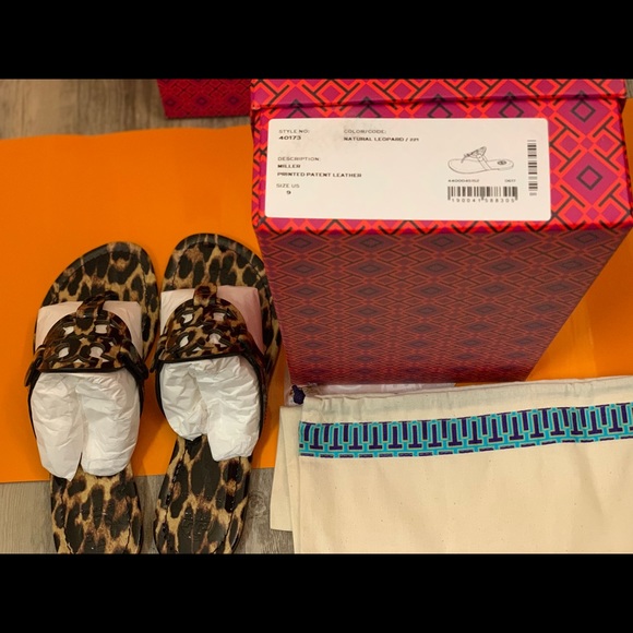 🚫Sold🚫NIB Tory Burch Leopard Miller Sandals - Picture 7 of 8